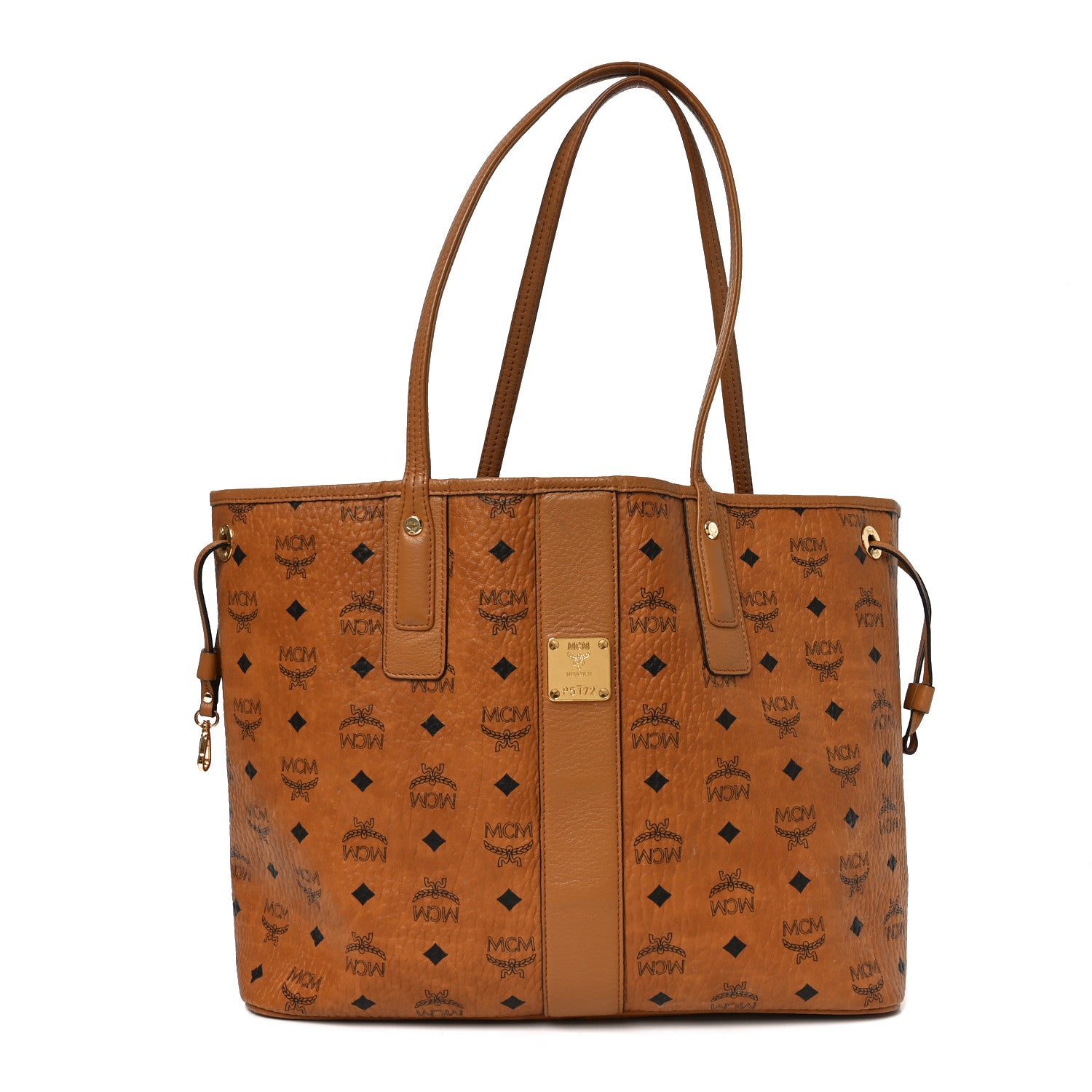 MCM Visetos Medium Liz Reversible Shopper Tote Cognac 1 of 11