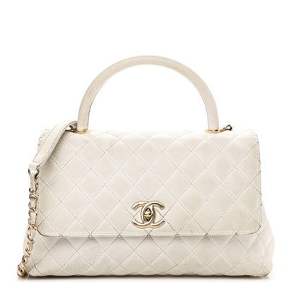 Chanel Caviar Quilted Small Coco Handle Flap White 1 of 21