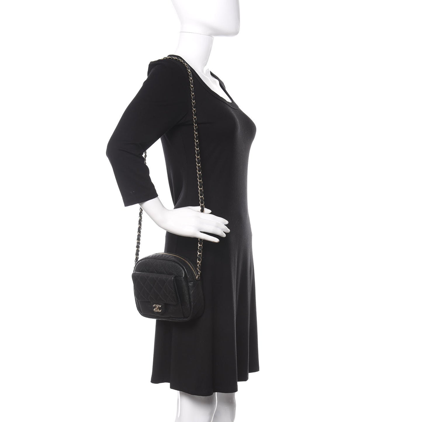 Caviar Quilted CC Day Camera Case Black