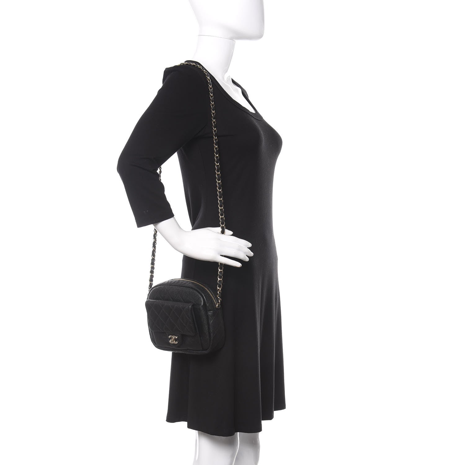 Chanel Caviar Quilted CC Day Camera Case Black 2 of 10