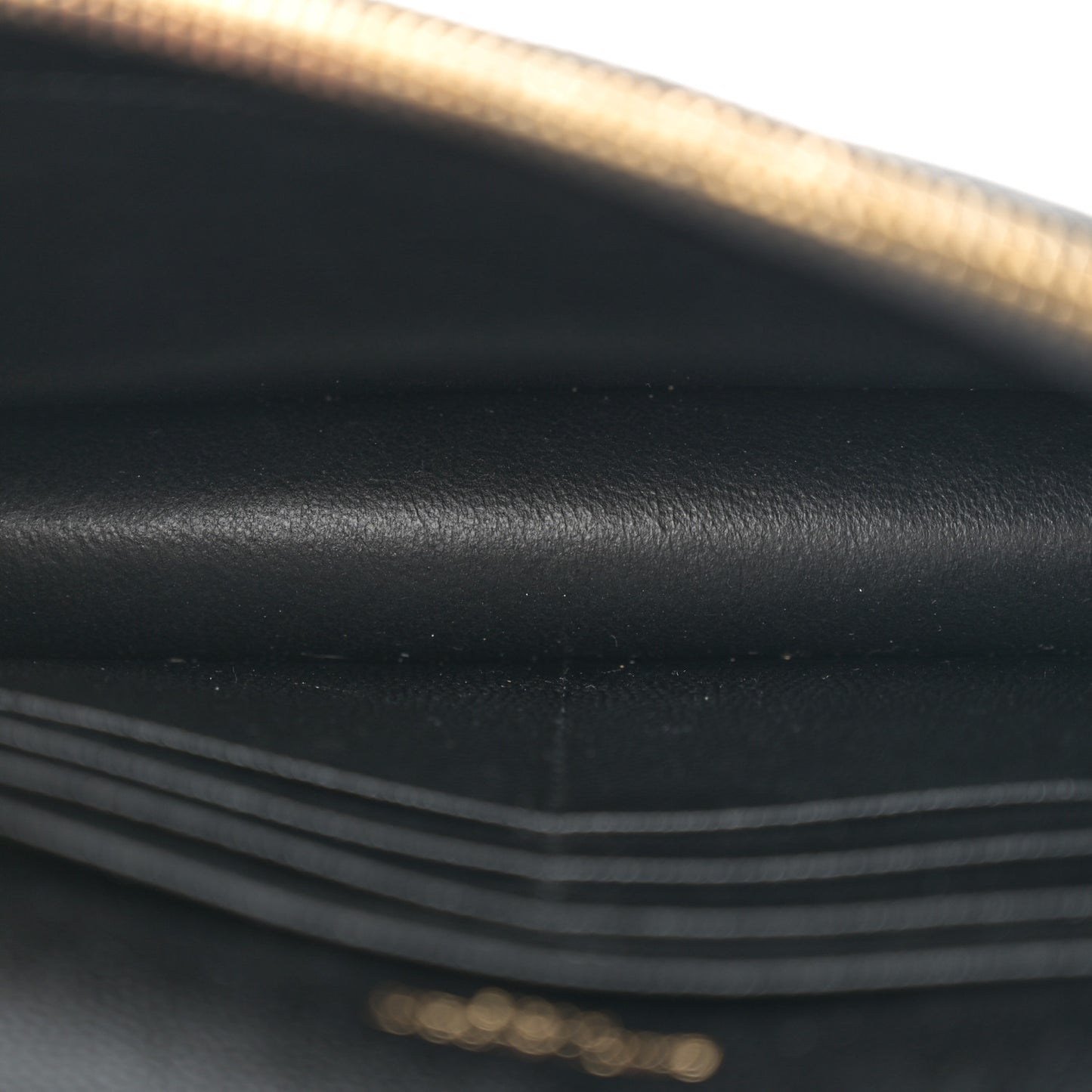 Grain De Poudre Matelasse Chevron Monogram Envelope Chain Wallet Black