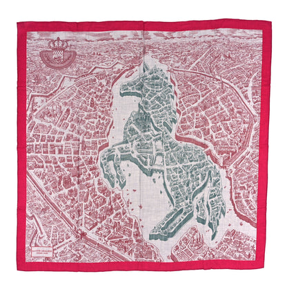 Hermes Cashmere Silk La Cite Cavaliere Shawl 140 Fuchsia Bordeaux 1 of 3