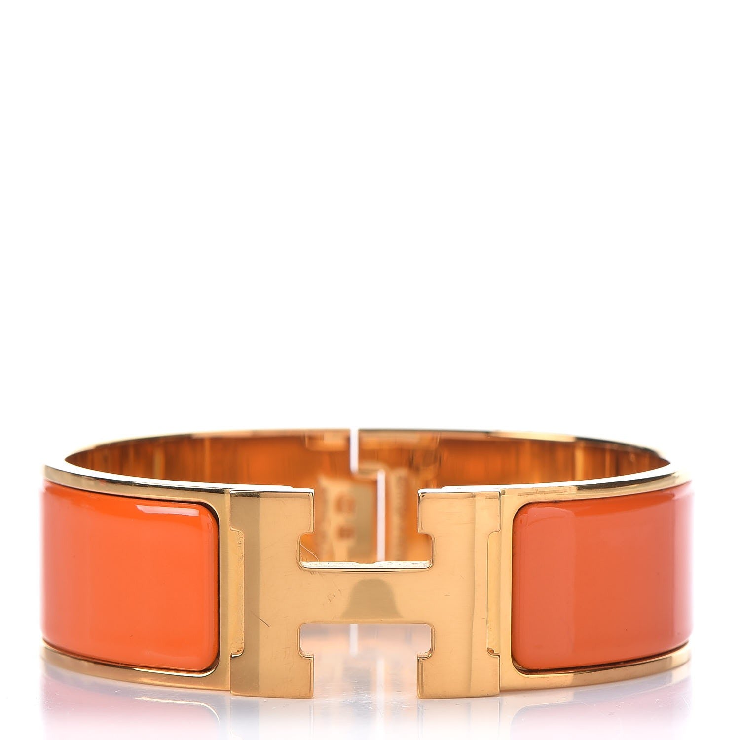 Hermes Enamel Wide Clic Clac H Bracelet GM Orange 1 of 5