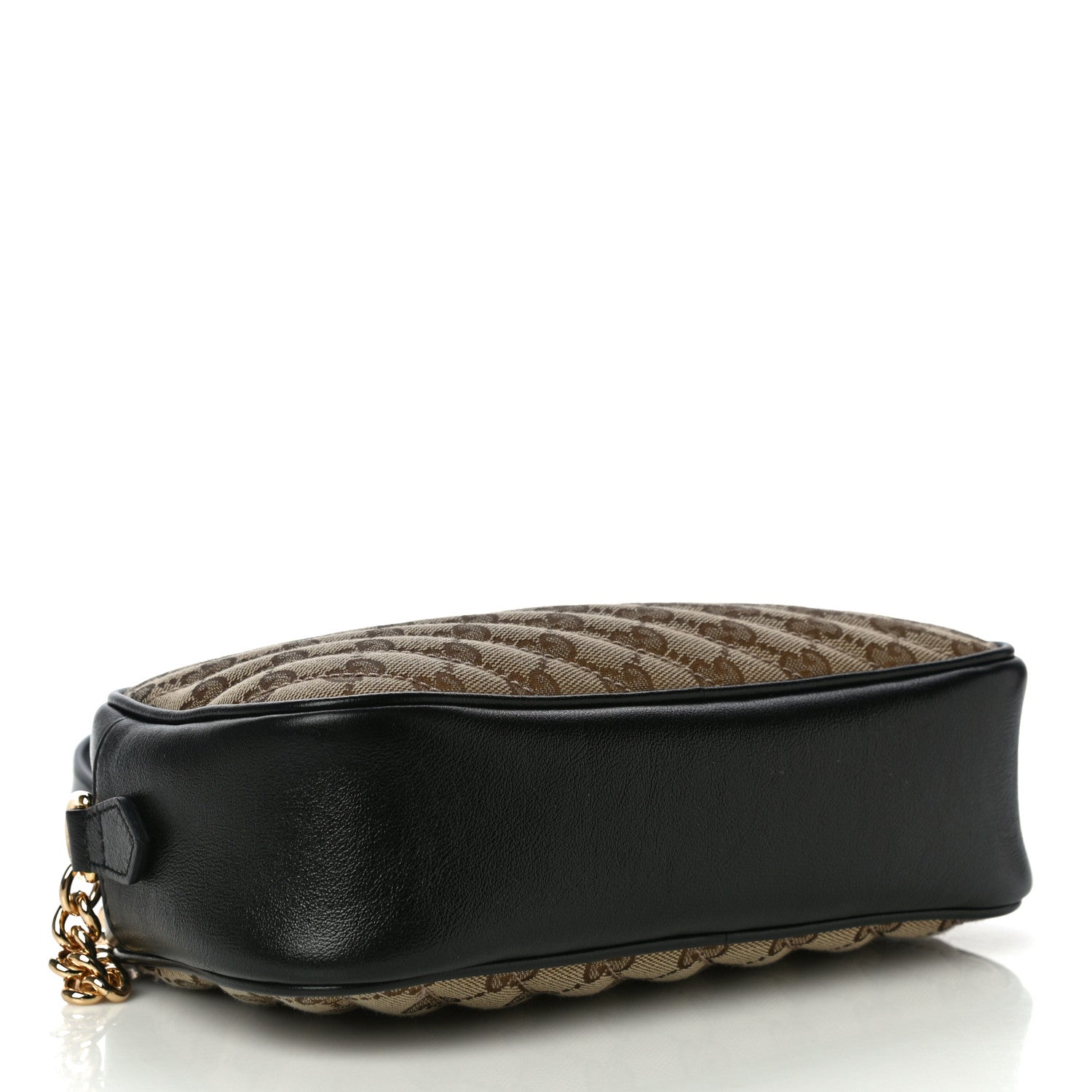 Gucci Monogram Matelasse Diagonal Small GG Marmont Chain Shoulder Bag Beige Black 4 of 11