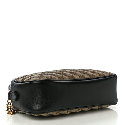 Gucci Monogram Matelasse Diagonal Small GG Marmont Chain Shoulder Bag Beige Black 4 of 11
