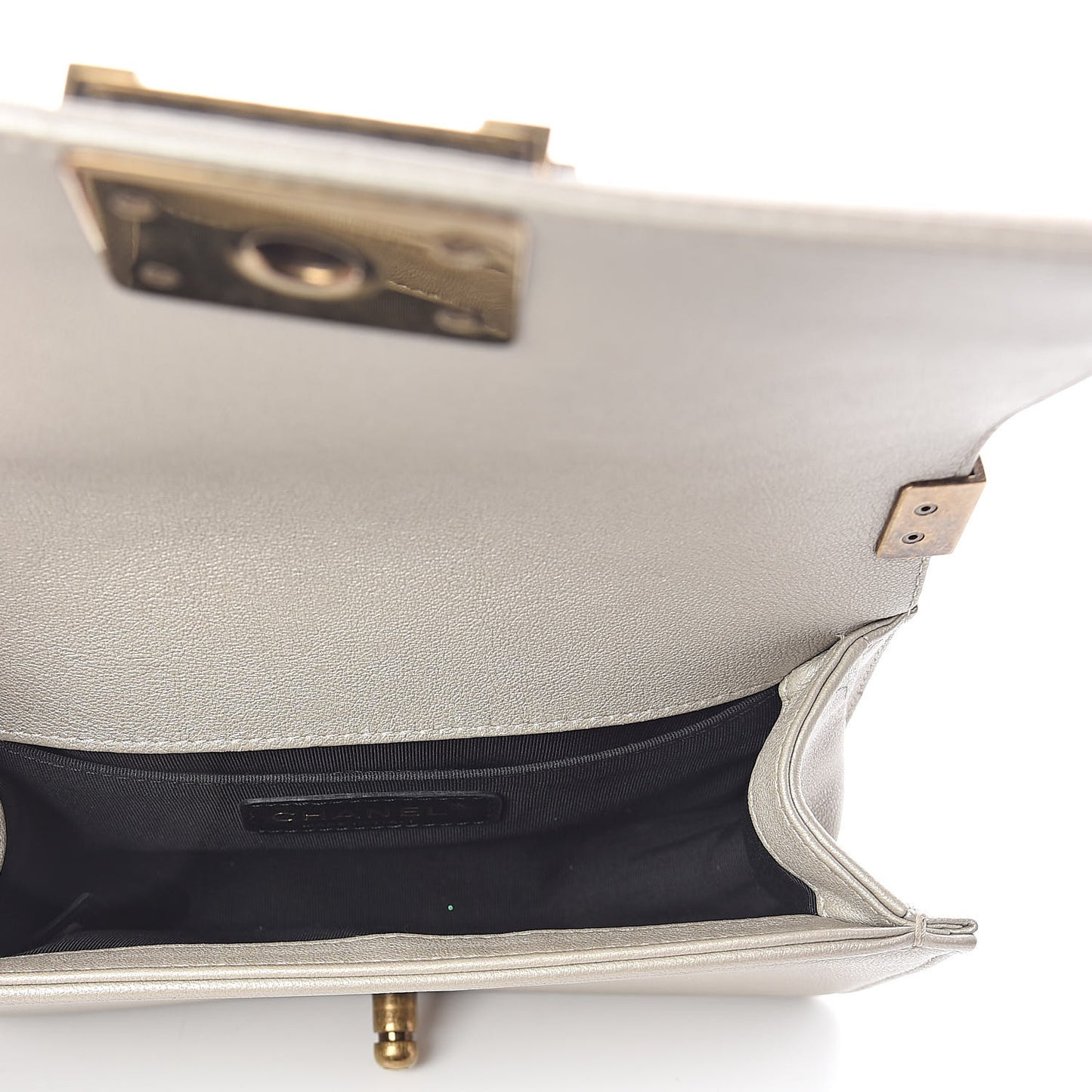 Metallic Lambskin Small Scaled Boy Flap Gold