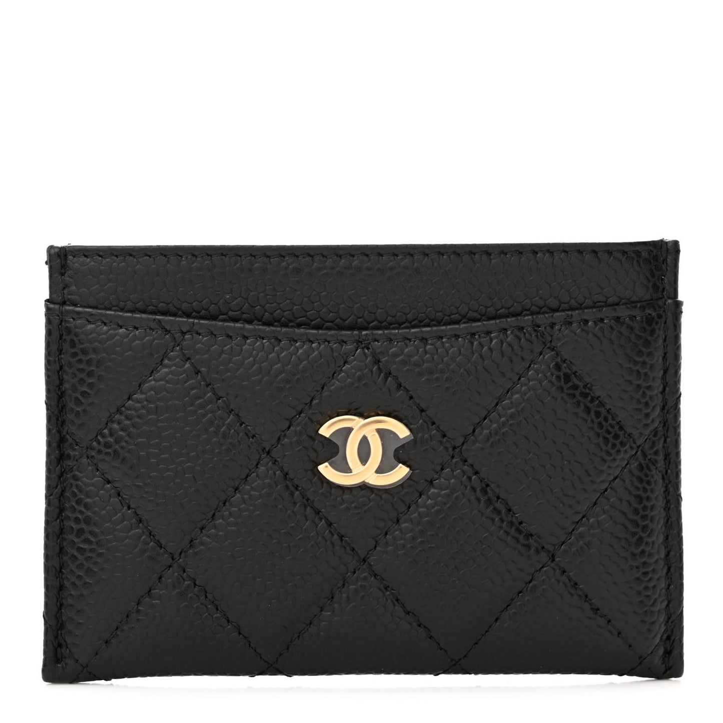 Caviar Quilted Card Holder Black