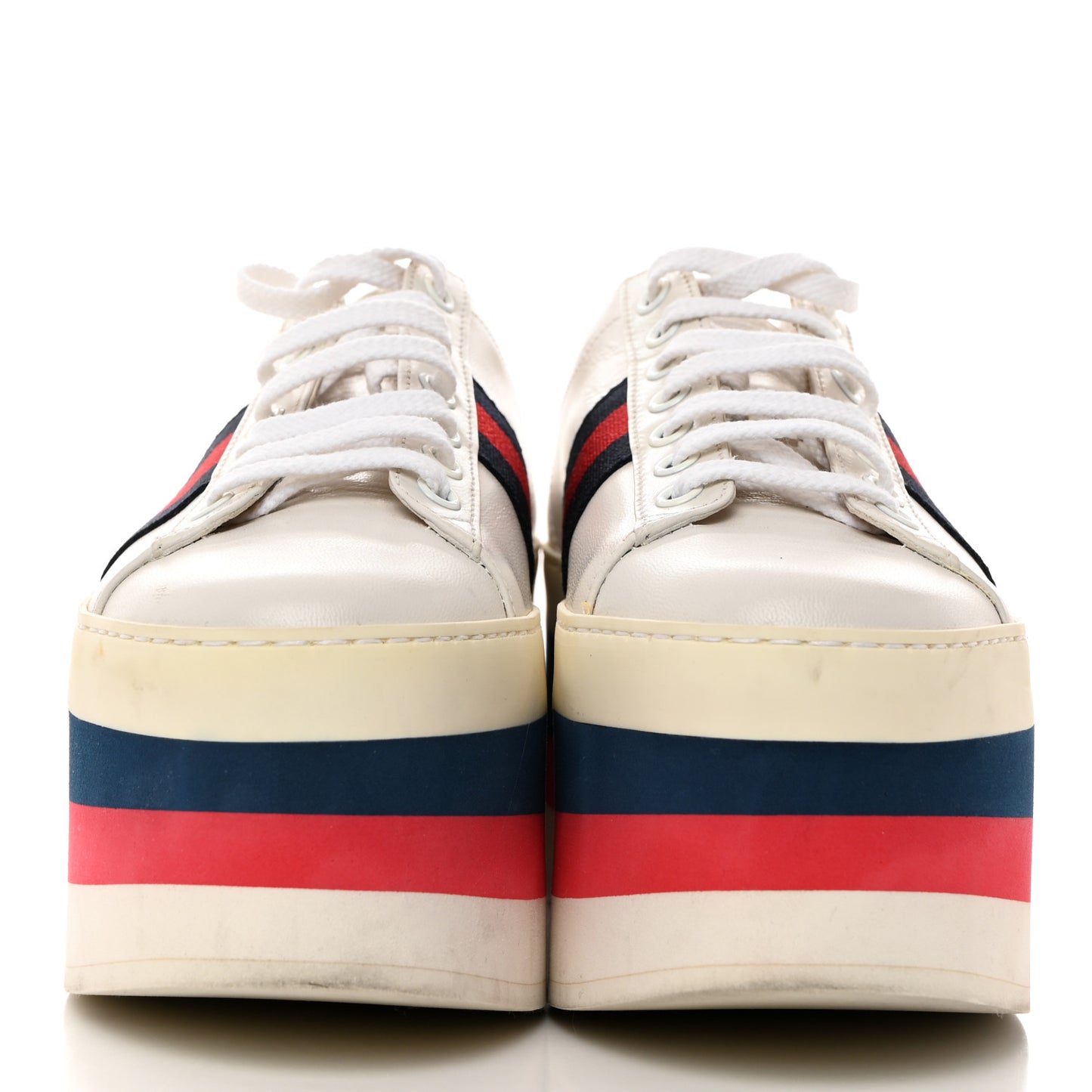 Calfskin Peggy Platform Sneakers 37 White