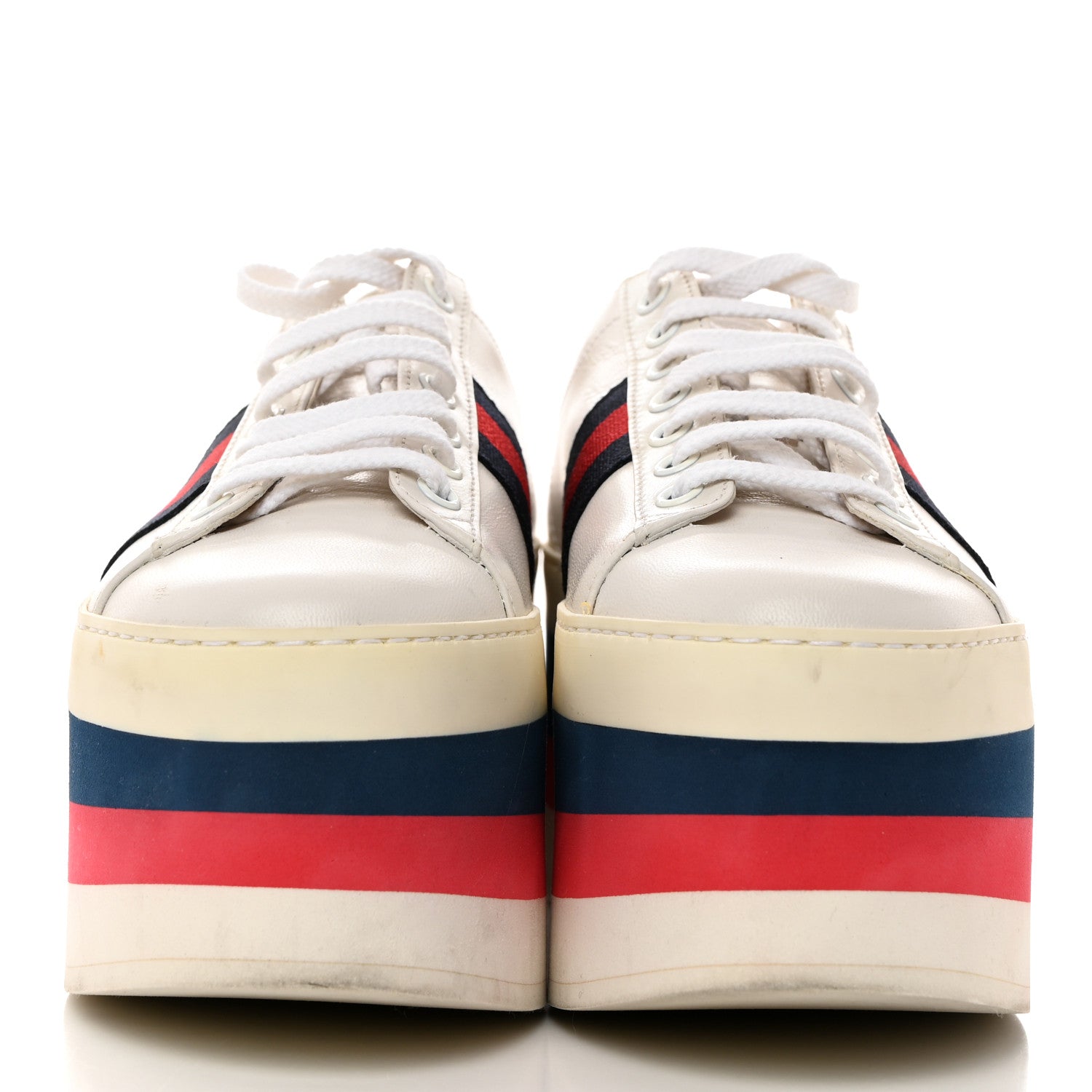 Gucci Calfskin Peggy Platform Sneakers 37 White 3 of 9