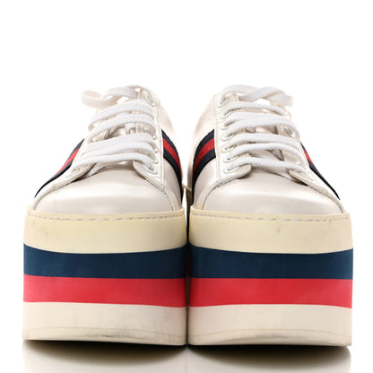 Gucci Calfskin Peggy Platform Sneakers 37 White 3 of 9
