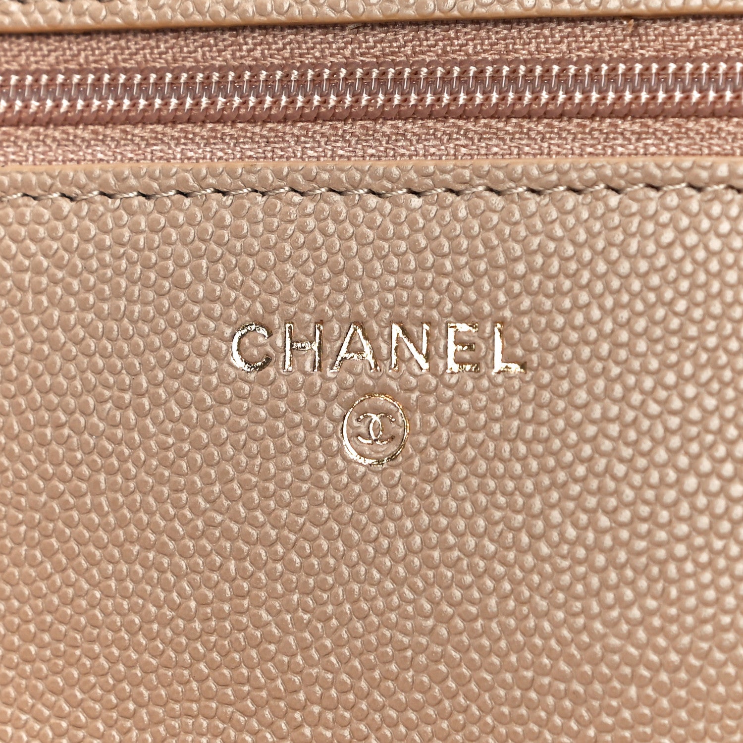 Chanel Caviar Quilted Crystal CC Wallet On Chain WOC Beige 6 of 12