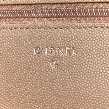 Chanel Caviar Quilted Crystal CC Wallet On Chain WOC Beige 6 of 12