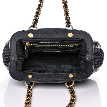 Prada Paglia Cinghiale Frame Tote Black 5 of 6