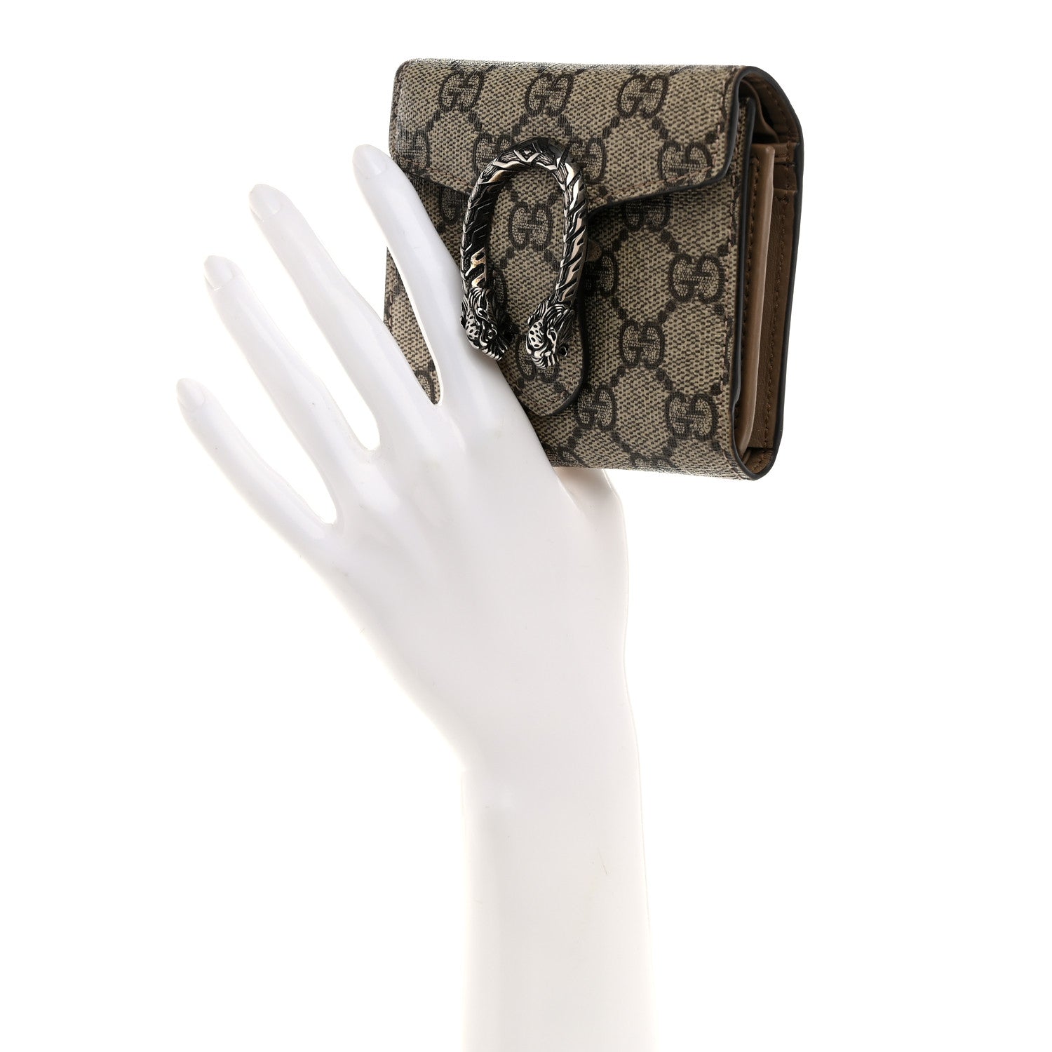 Gucci GG Supreme Monogram Dionysus Card Case Wallet Beige Taupe 2 of 7
