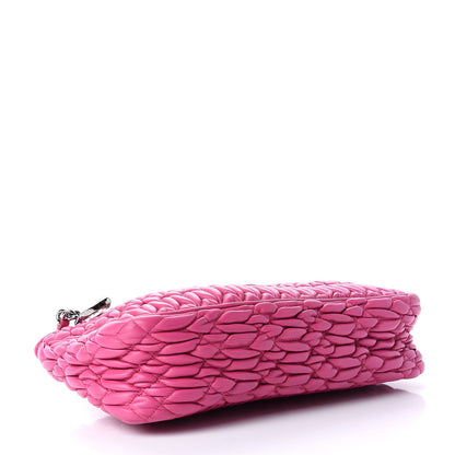 Miu Miu Nappa Matelasse Crystal Zip Top Clutch Fuxia 4 of 9