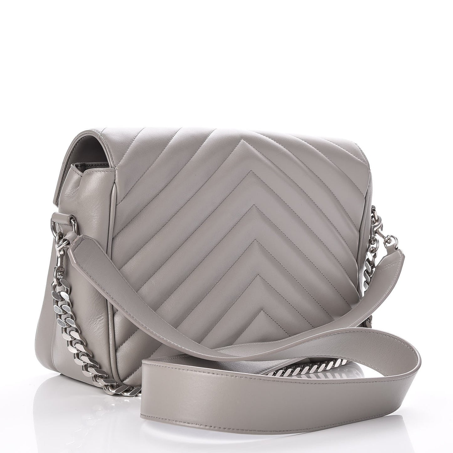 Calfskin Y Quilted Monogram Loulou Shoulder Bag Pearl Grey