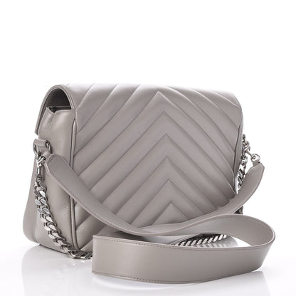 Saint Laurent Calfskin Y Quilted Monogram Loulou Shoulder Bag Pearl Grey 3 of 7