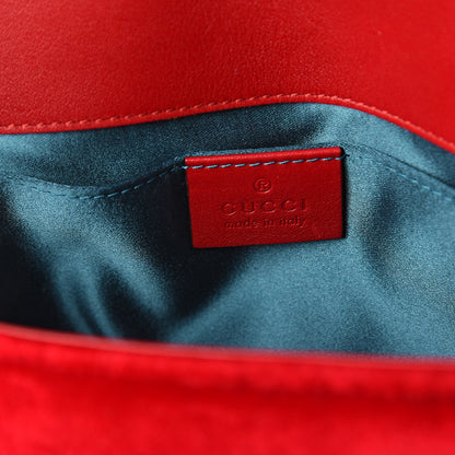 Gucci Velvet Matelasse Mini GG Marmont Shoulder Bag Hibiscus Red 5 of 8
