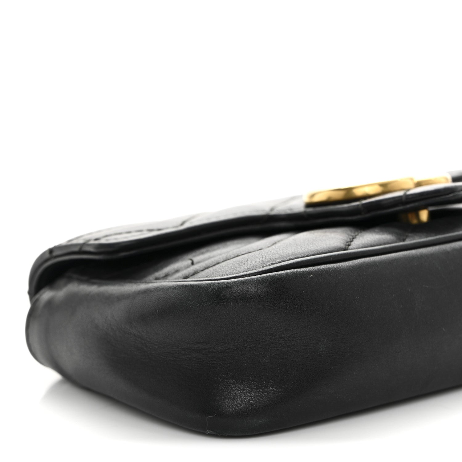 Gucci Calfskin Matelasse Super Mini GG Marmont Shoulder Bag Black 9 of 13