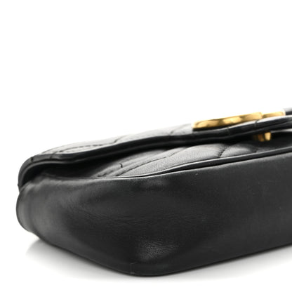 Gucci Calfskin Matelasse Super Mini GG Marmont Shoulder Bag Black 9 of 13