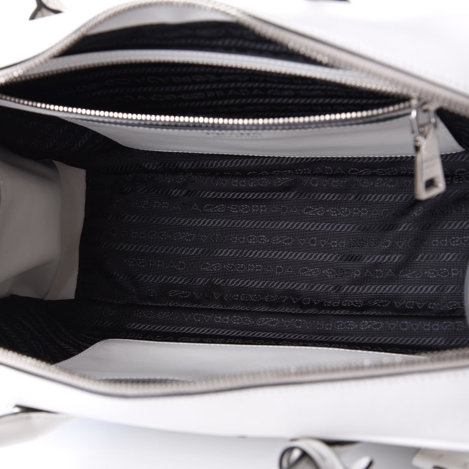 Prada City Calfskin Racing Logo Bowler White Black 4 of 8