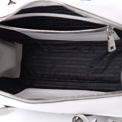 Prada City Calfskin Racing Logo Bowler White Black 4 of 8