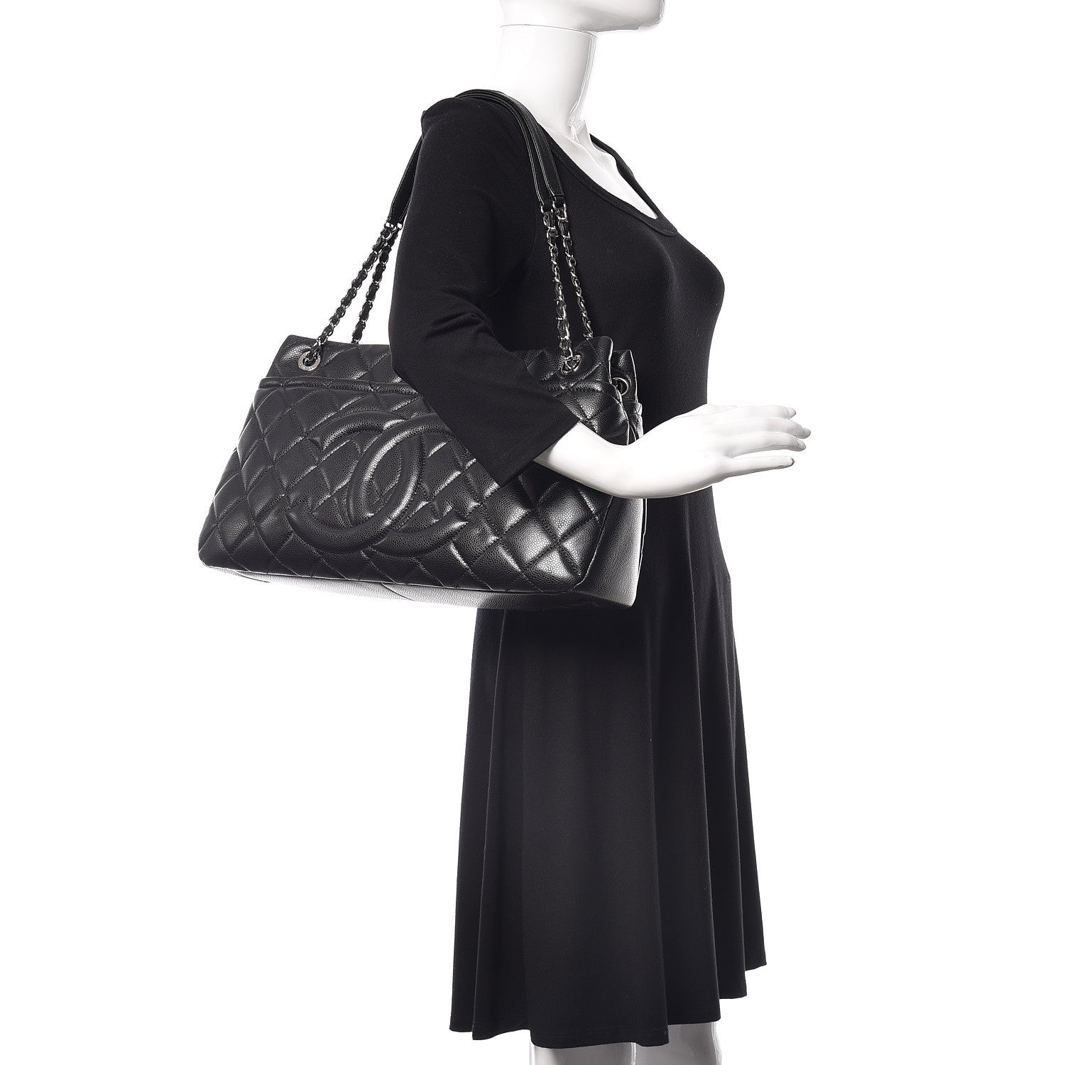Chanel Caviar Quilted CC Timeless Soft Tote Black 2 of 11
