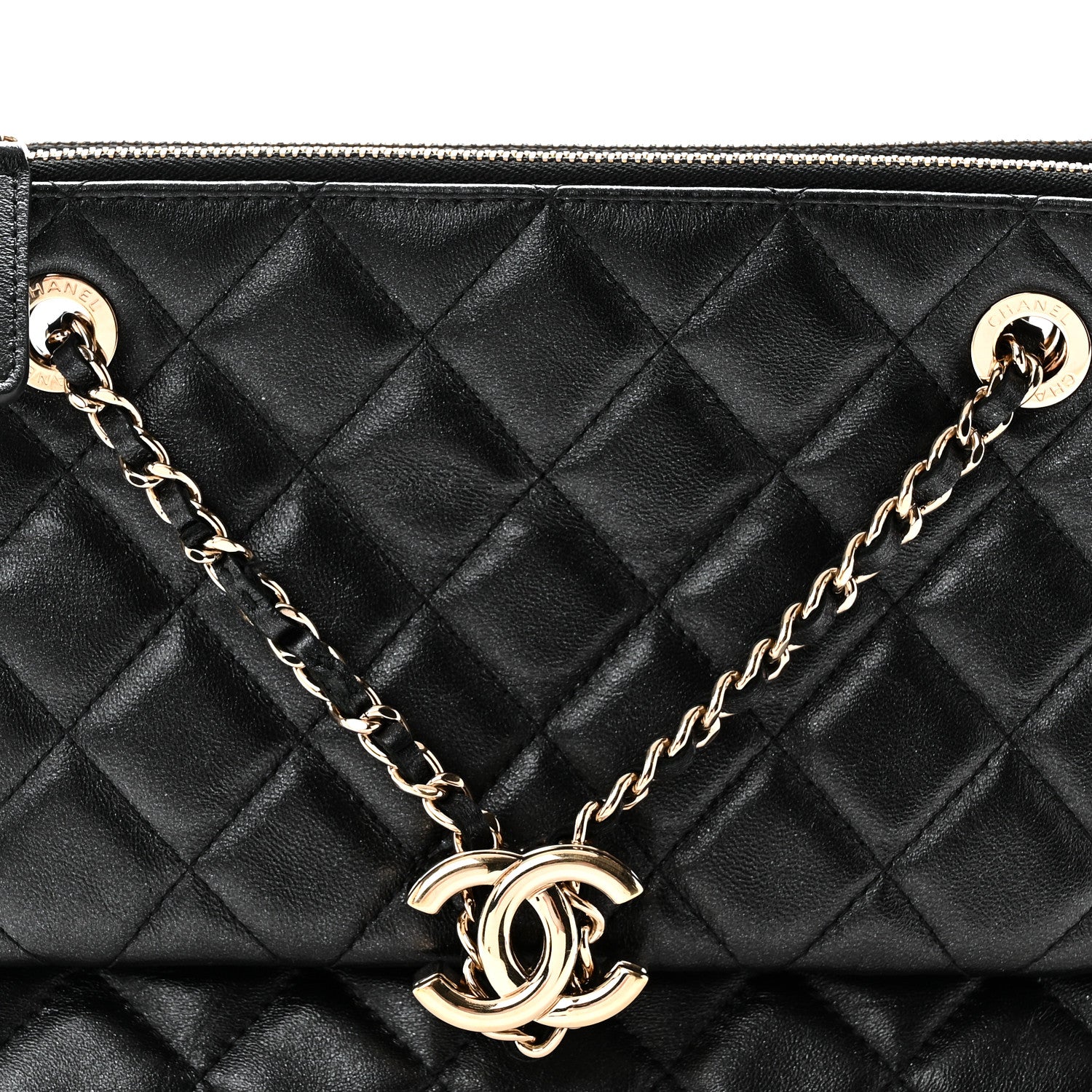 Chanel Shiny Lambskin Quilted Medium Double Case With Strap Black 9 of 11