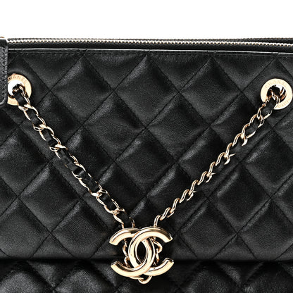 Chanel Shiny Lambskin Quilted Medium Double Case With Strap Black 9 of 11