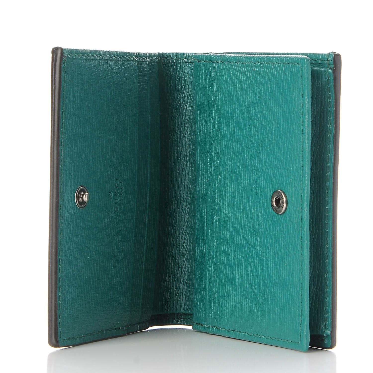Gucci Shangai Calfskin Blooms Print Card Case Wallet Clear Bright Emerald Multicolor 5 of 7