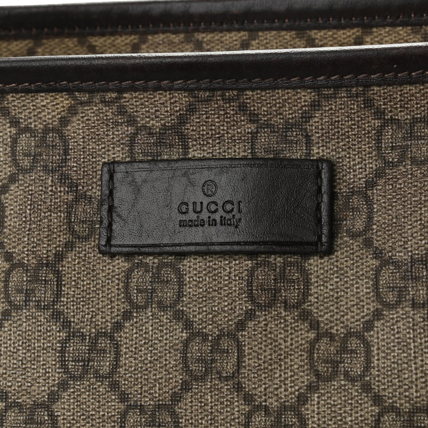 GG Supreme Monogram Medium Zippered Shopping Tote Dark Brown