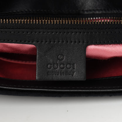 Gucci Velvet Matelasse Crystal Medium GG Marmont Shoulder Bag Black 6 of 21