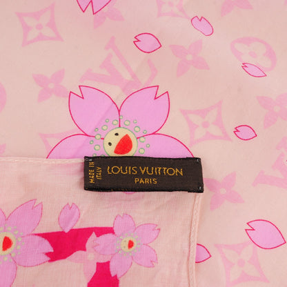 Louis Vuitton Cotton Monogram Cherry Blossom Square Scarf Pink 3 of 6