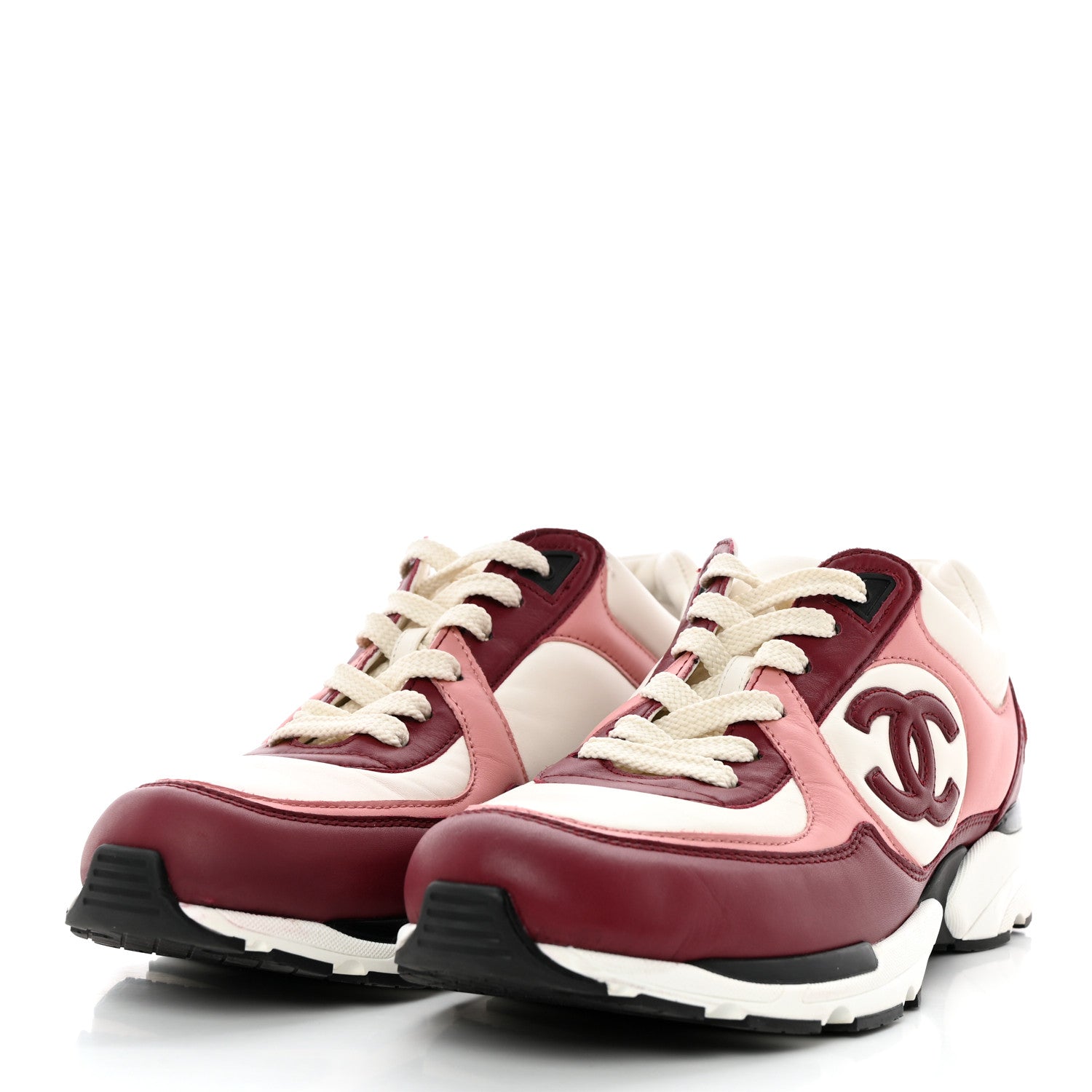 Chanel Calfskin CC Sneakers 41 Light Burgundy White Pink 3 of 12