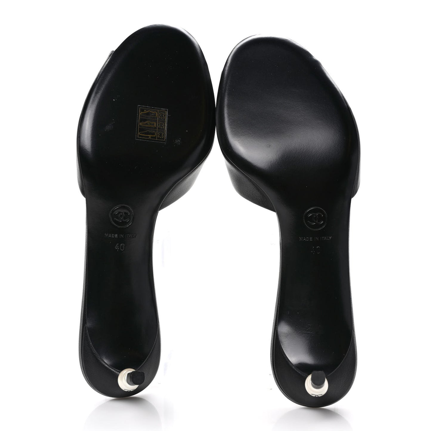 Goatskin Pearl Peep Toe Mules 40 Black