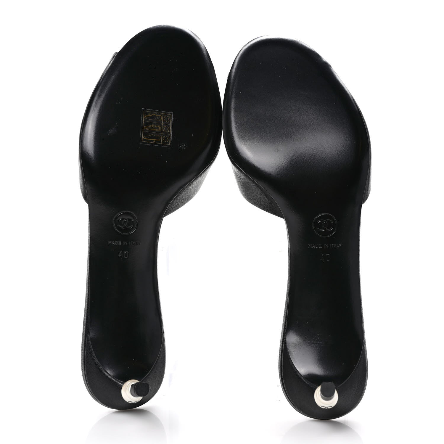 Chanel Goatskin Pearl Peep Toe Mules 40 Black 5 of 9