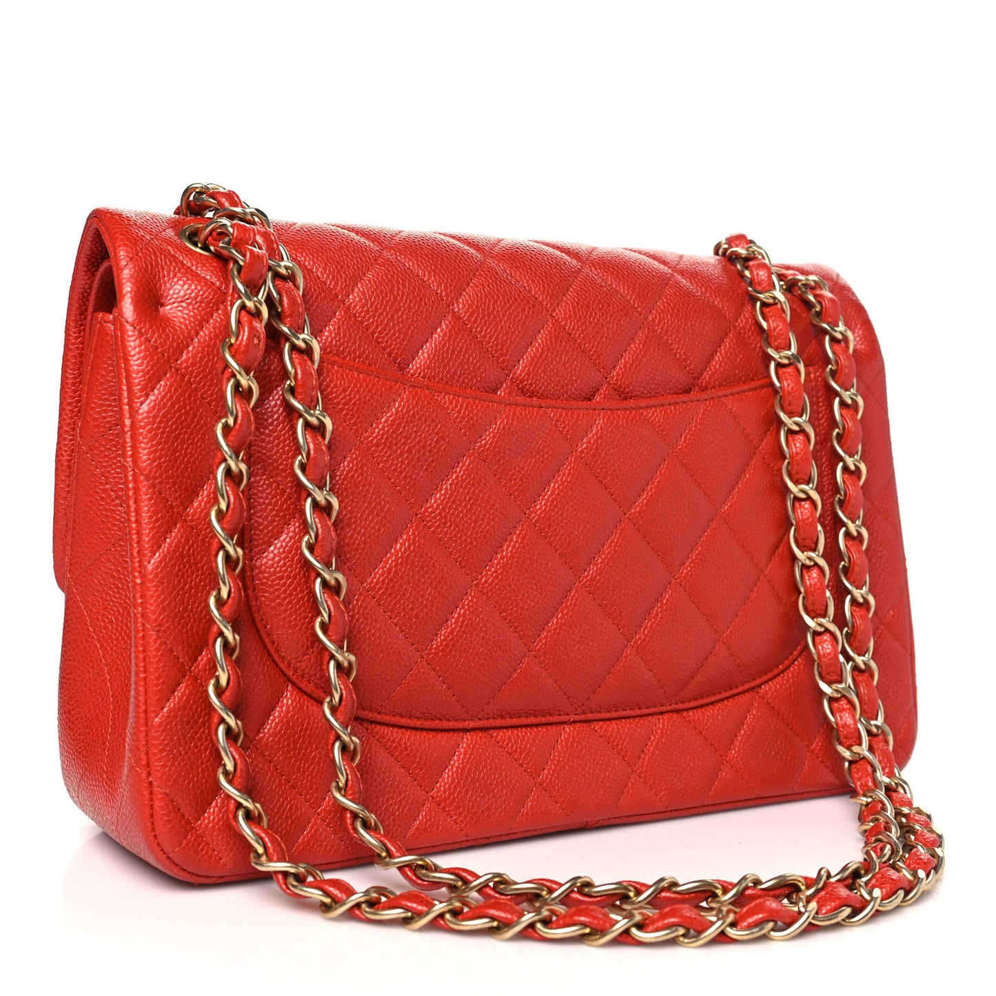 Pearly Caviar Quilted Jumbo Double Flap Orange