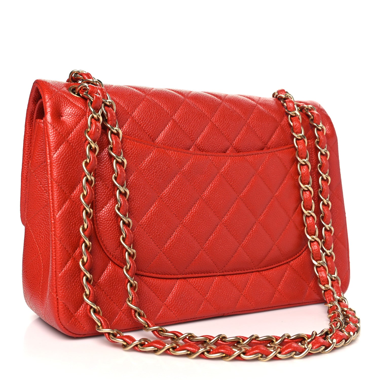 Chanel Pearly Caviar Quilted Jumbo Double Flap Orange 3 of 11