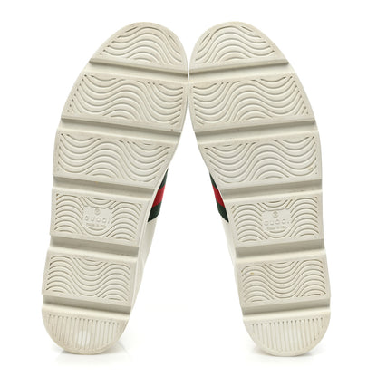 Gucci Calfskin Web Bee Embroidered Womens Ace Platform Sneakers 39 White 6 of 9
