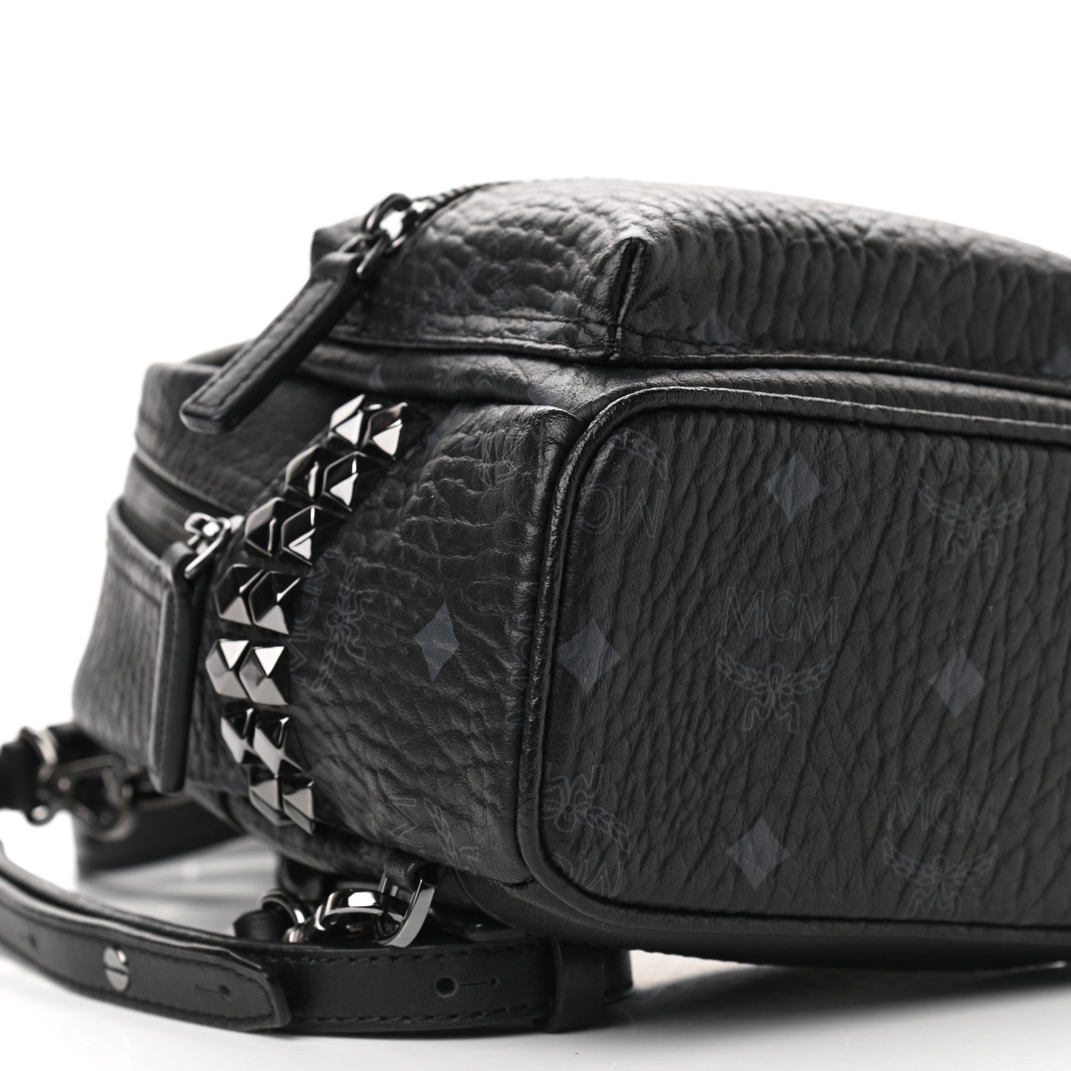 MCM Visetos Side Stud X-Mini Stark Bebe Boo Backpack Black 9 of 10