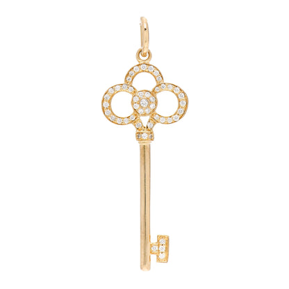 Tiffany 18K Yellow Gold Diamond Crown Key Pendant 1 of 3