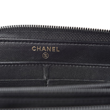 Chanel Lambskin Quilted Boy Zip Around Wallet Black 6 of 13