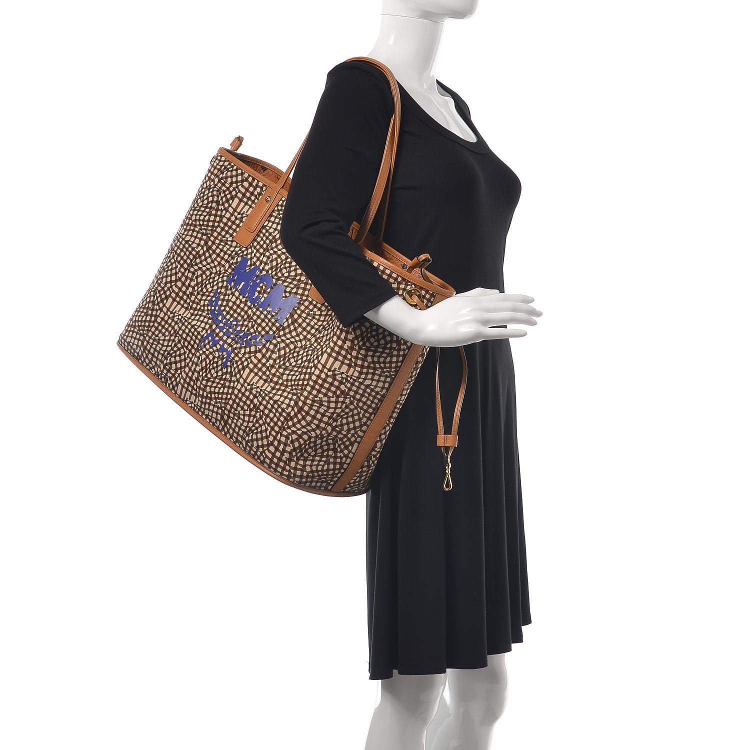 MCM Visetos Large Liz Reversible Shopper Tote Cognac 3 of 16