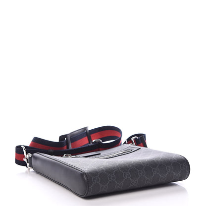 Gucci GG Supreme Monogram Web Small Flat Messenger Bag Black Grey 4 of 11