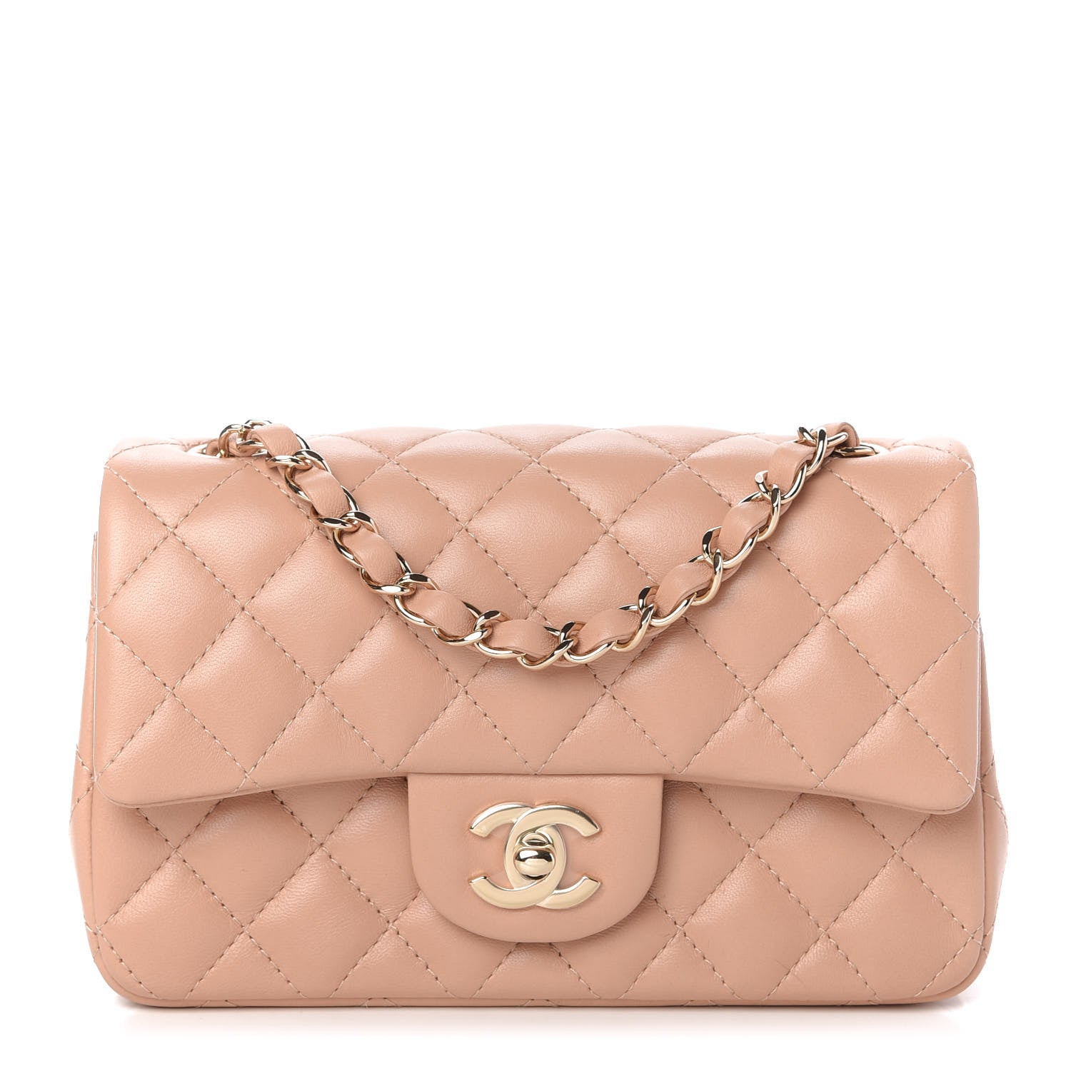 Chanel Lambskin Quilted Mini Rectangular Flap Beige 1 of 10