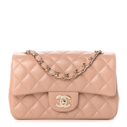 Chanel Lambskin Quilted Mini Rectangular Flap Beige 1 of 10
