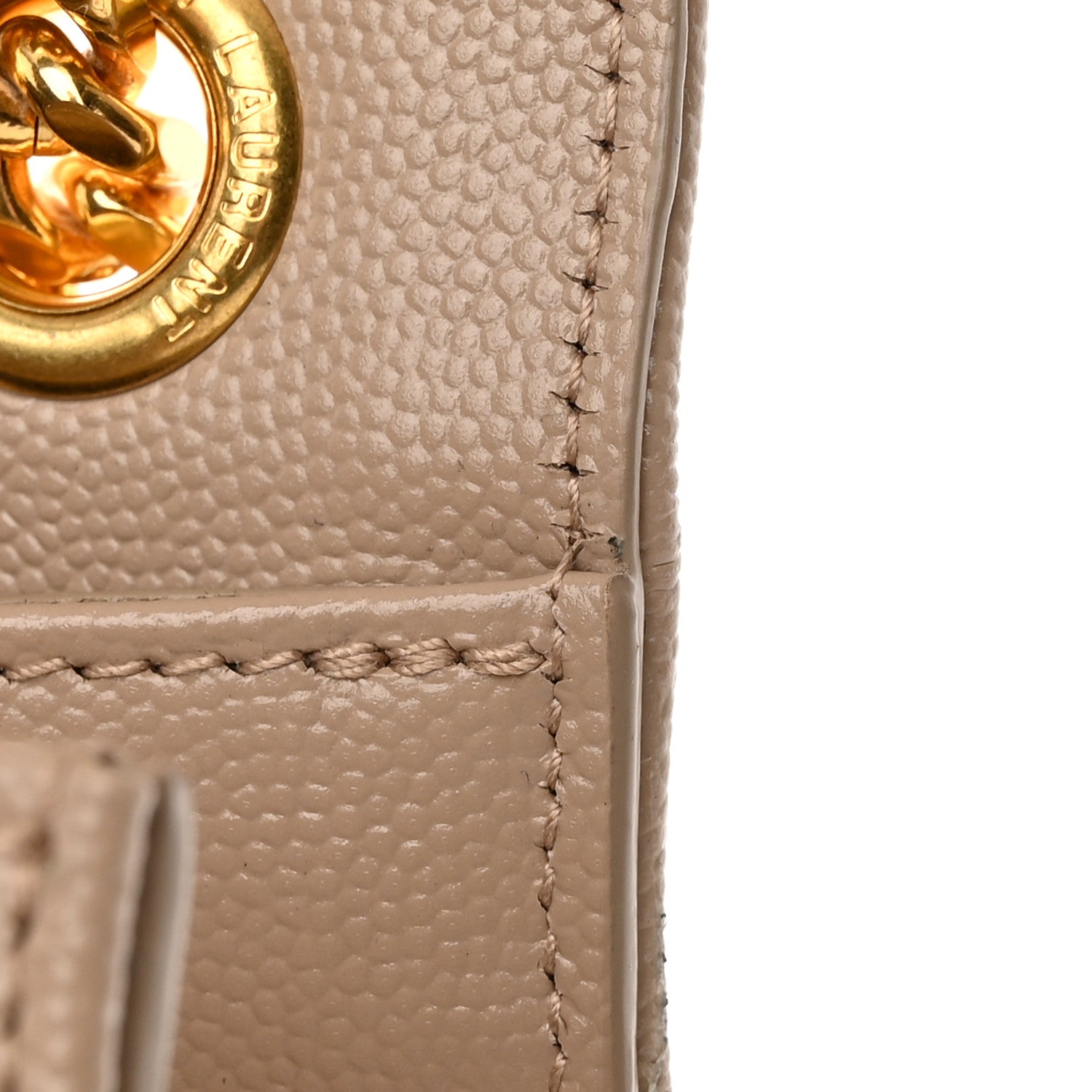 Saint Laurent Grain De Poudre Textured Mixed Matelasse Medium Triquilt Monogram Satchel Dark Beige 11 of 14