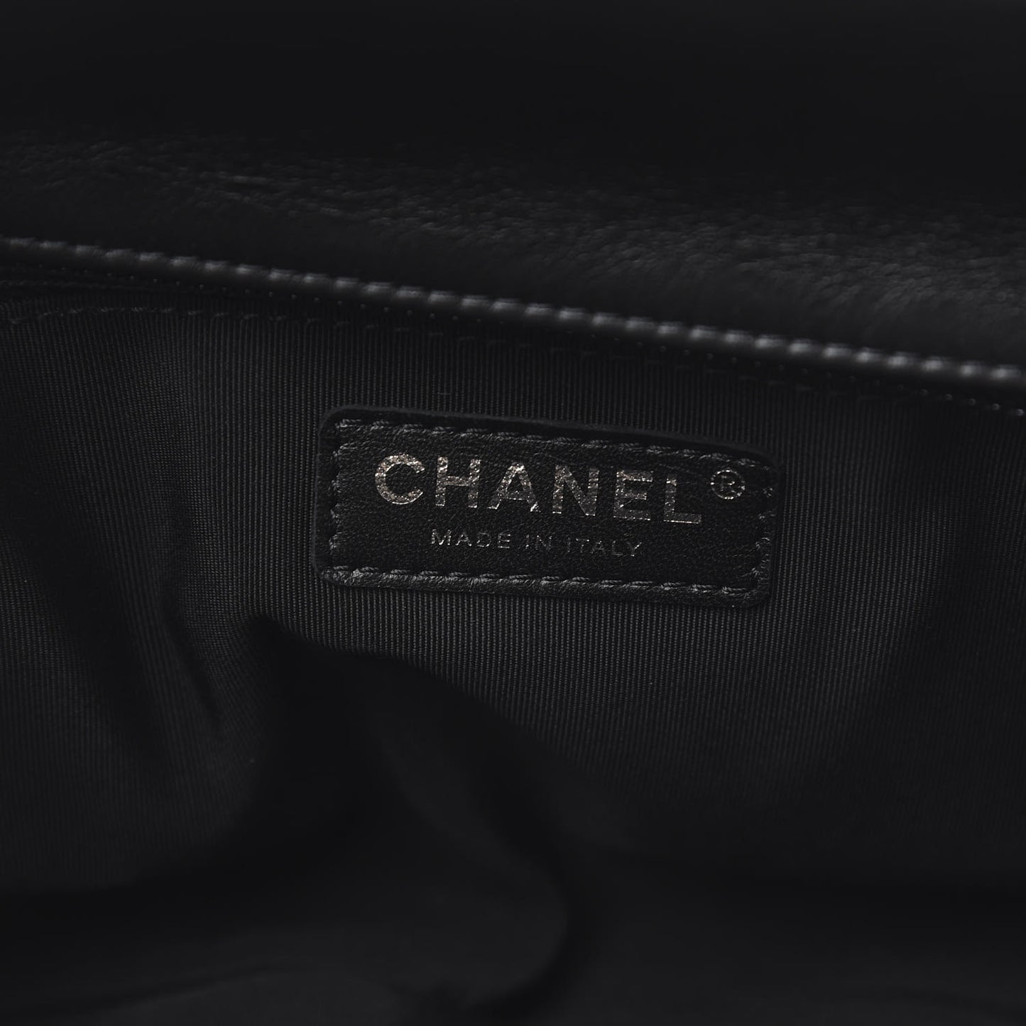 Crumpled Calfskin Quilted Large Chain All Over Flap Bag Black
