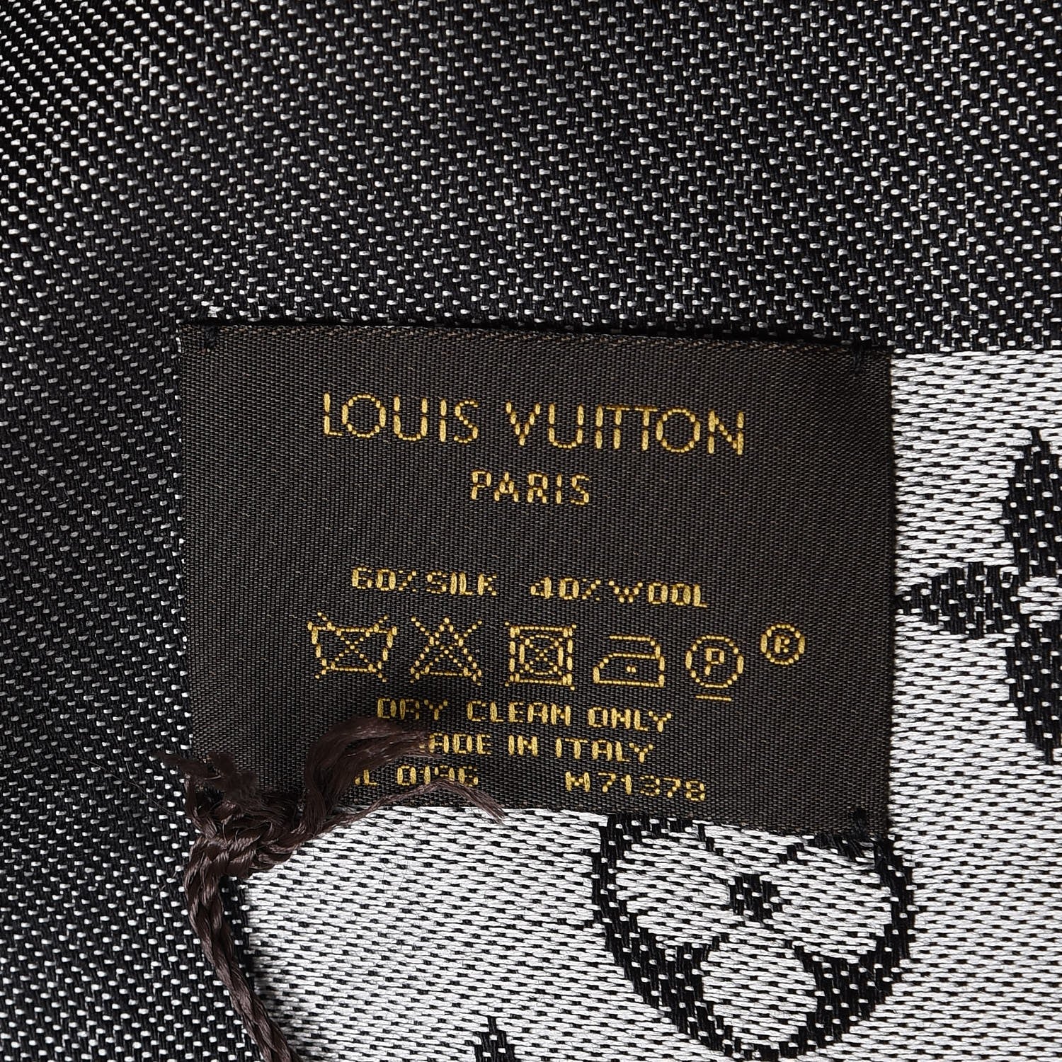 Louis Vuitton Wool Silk Monogram Denim Shawl Black 4 of 4