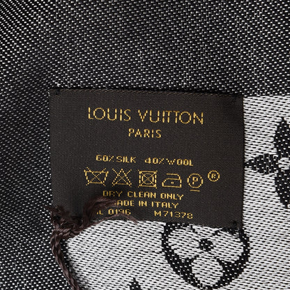 Louis Vuitton Wool Silk Monogram Denim Shawl Black 4 of 4